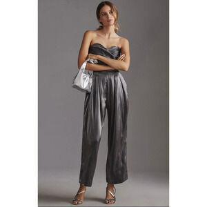 Anthropologie Silver Strapless Jumpsuit